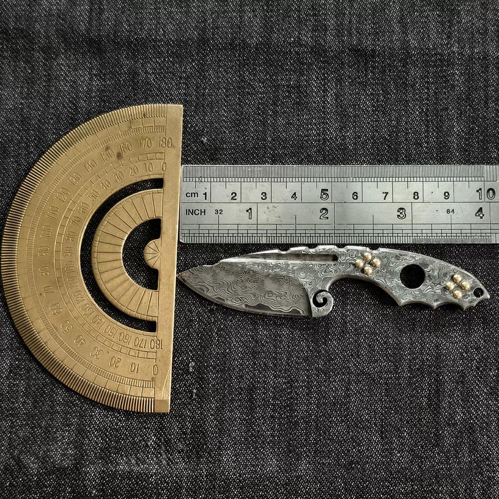 Small Damascus Steel Blade Outdoor Knife EDC Damascus Handle Hand Craft Cutter