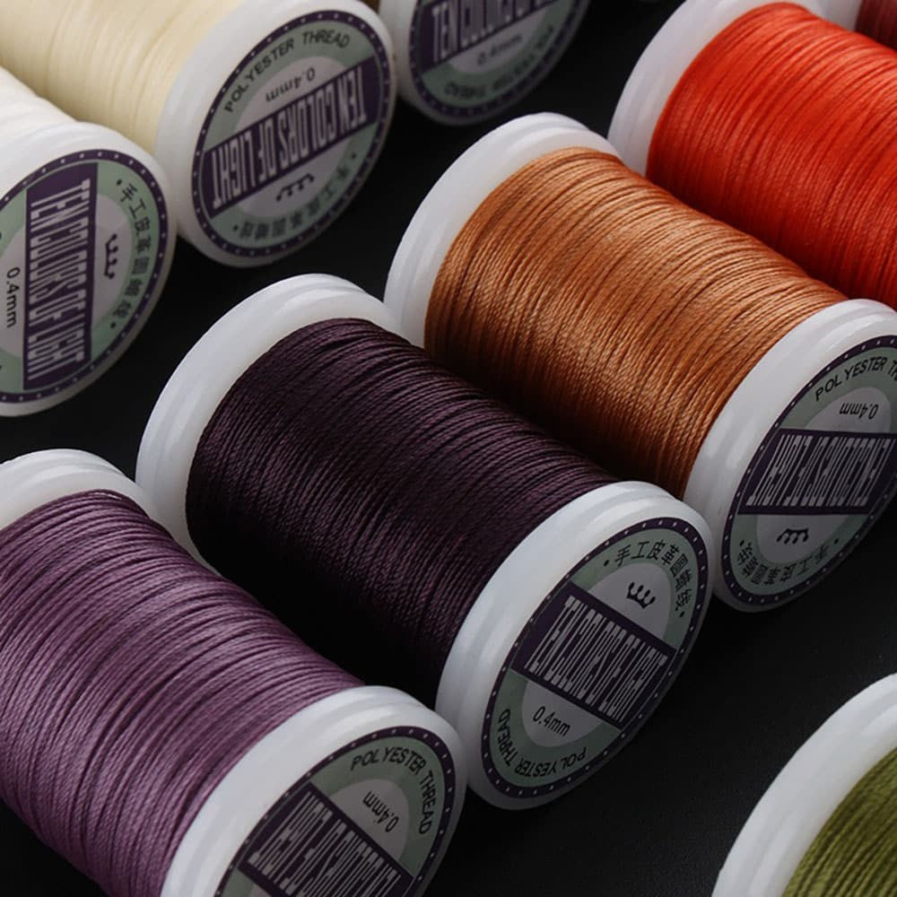Hand Sewing Polyester Waxed Thread 0.4mm 135m No Fray No Fuzz for Leather DIY