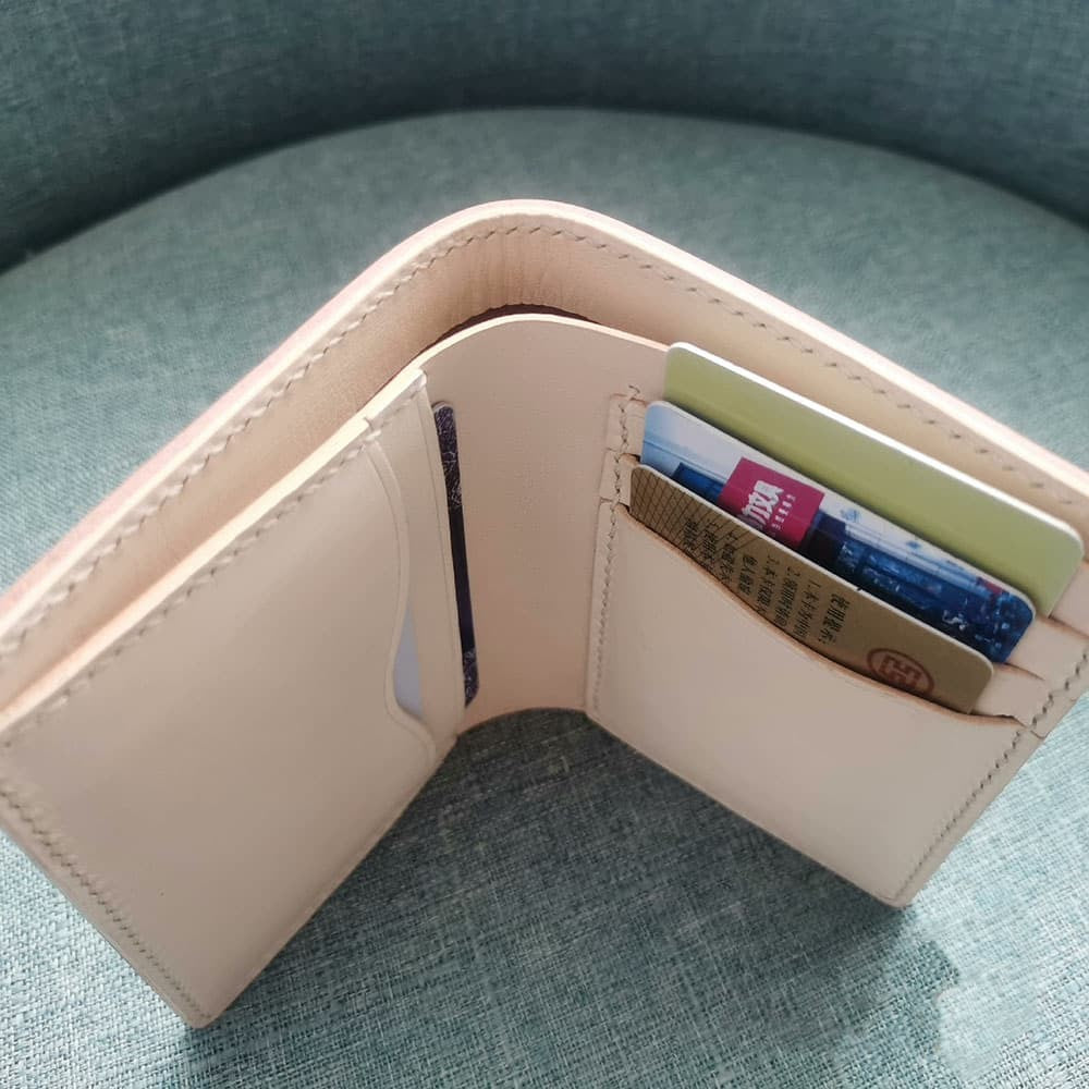 Handmade Vegetable Tanned Leather Long Wallet Genuine Cowhide Card Case Custom