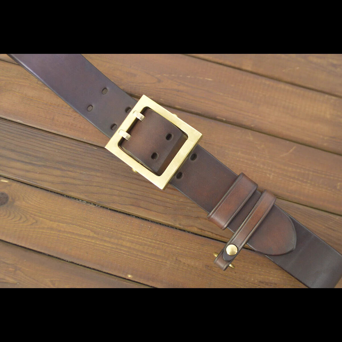 Handmade Custom made Leather Full Grain Cowhide 45mm Durable Belt Double Pin