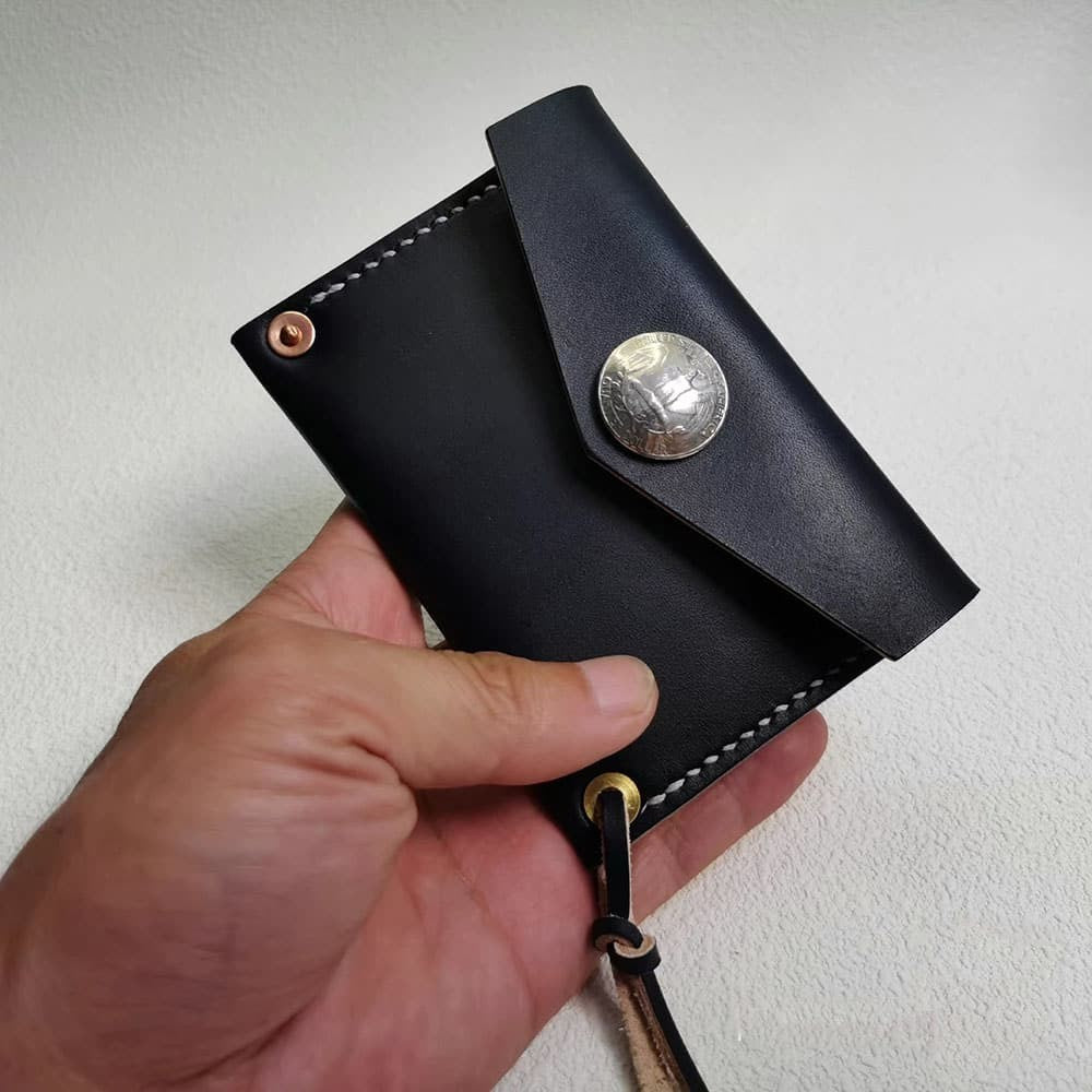 Handmade Japanese Style Unique Design Minimalist Genuine Leather Card Holder