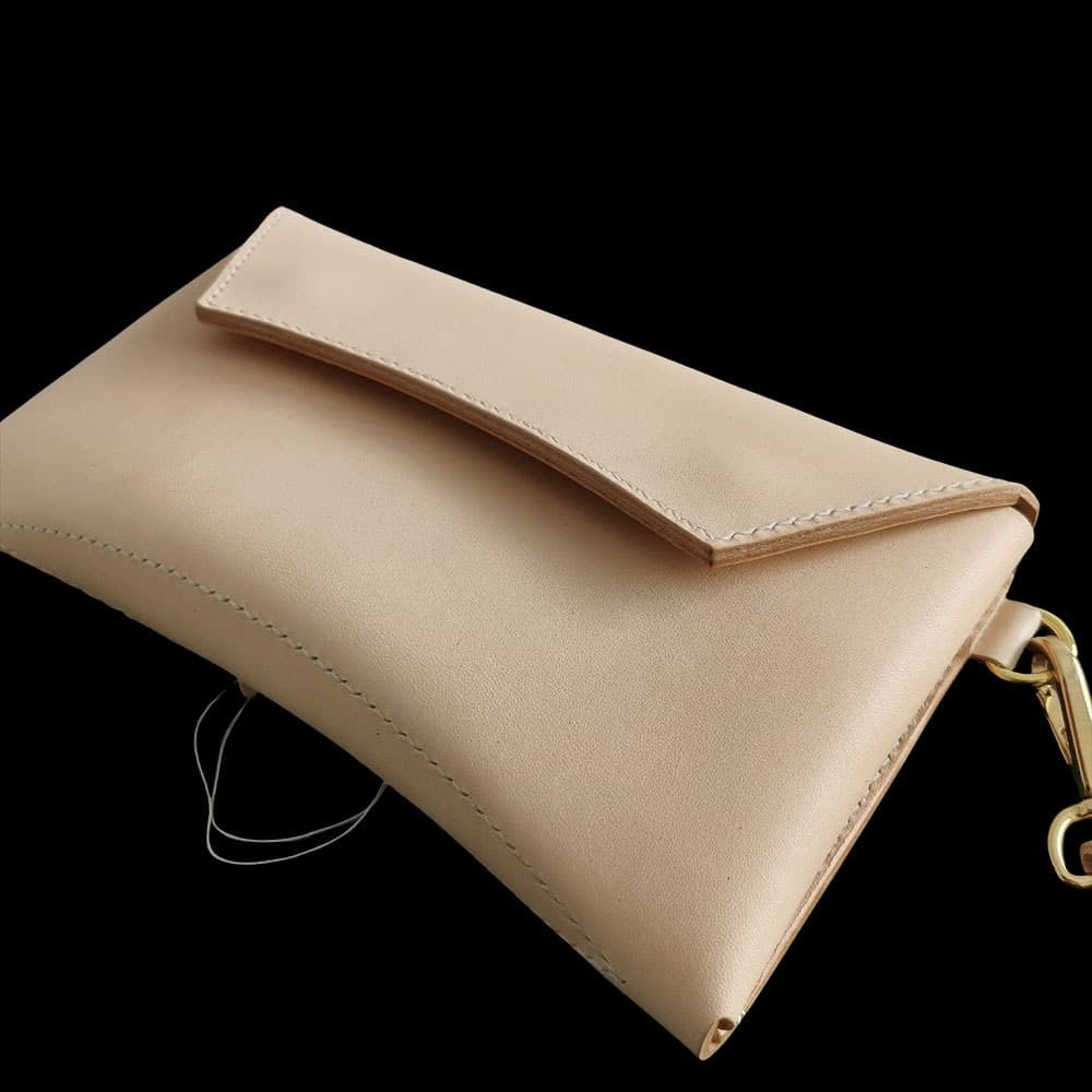 Handmade Leather Clutch Cosmetic Bag Vegetable Tanned Leather Phone Pouch