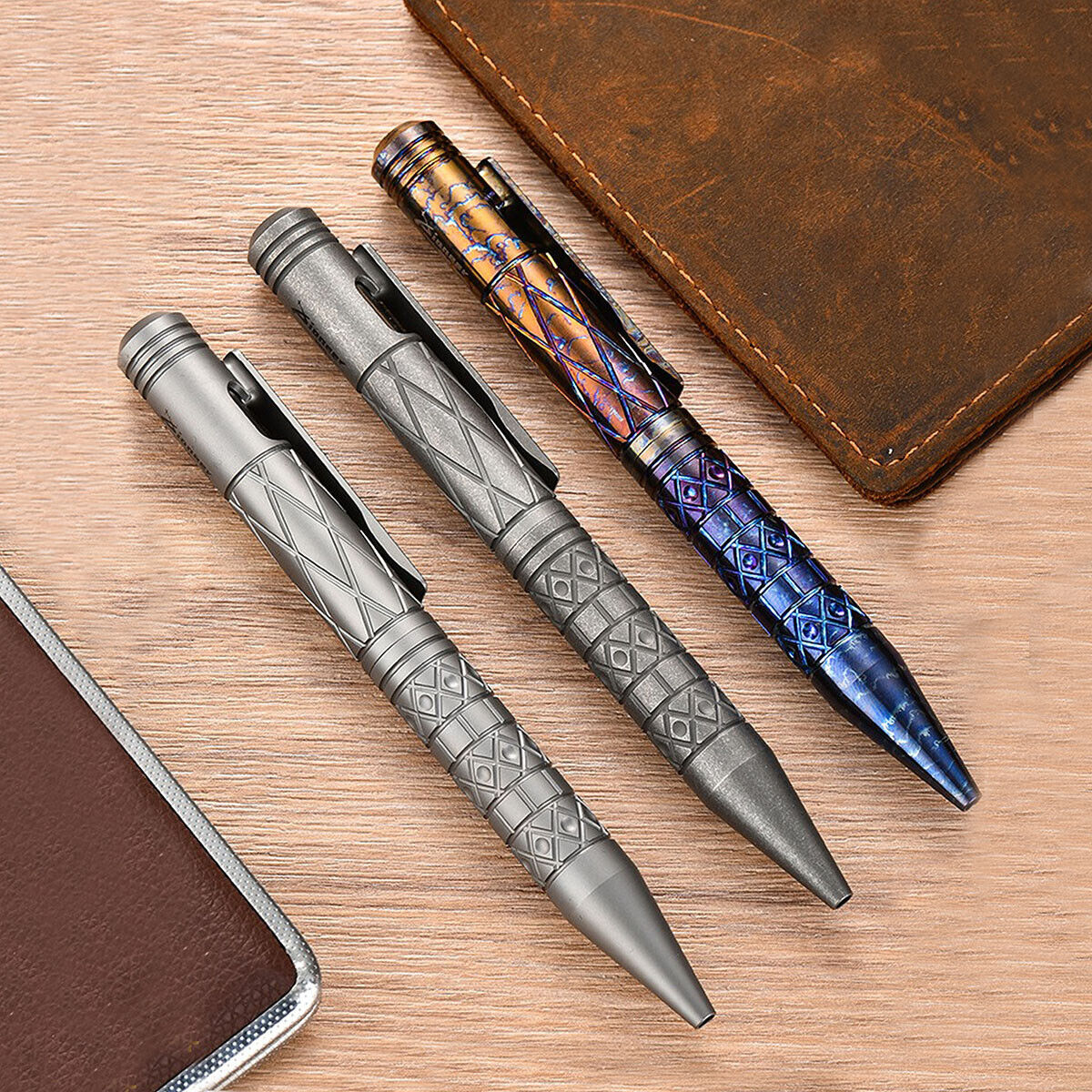 Colorful Baked Titanium Alloy Artistic Engraved Bolt Type Pen Outdoor EDC Gift