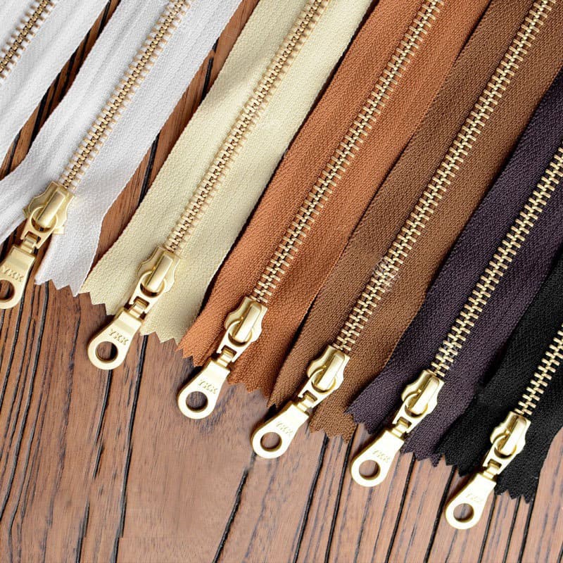 YKK 30cm Size #5 Metal Zipper Brass Pull for DIY Leather Bags Hardware Accessories