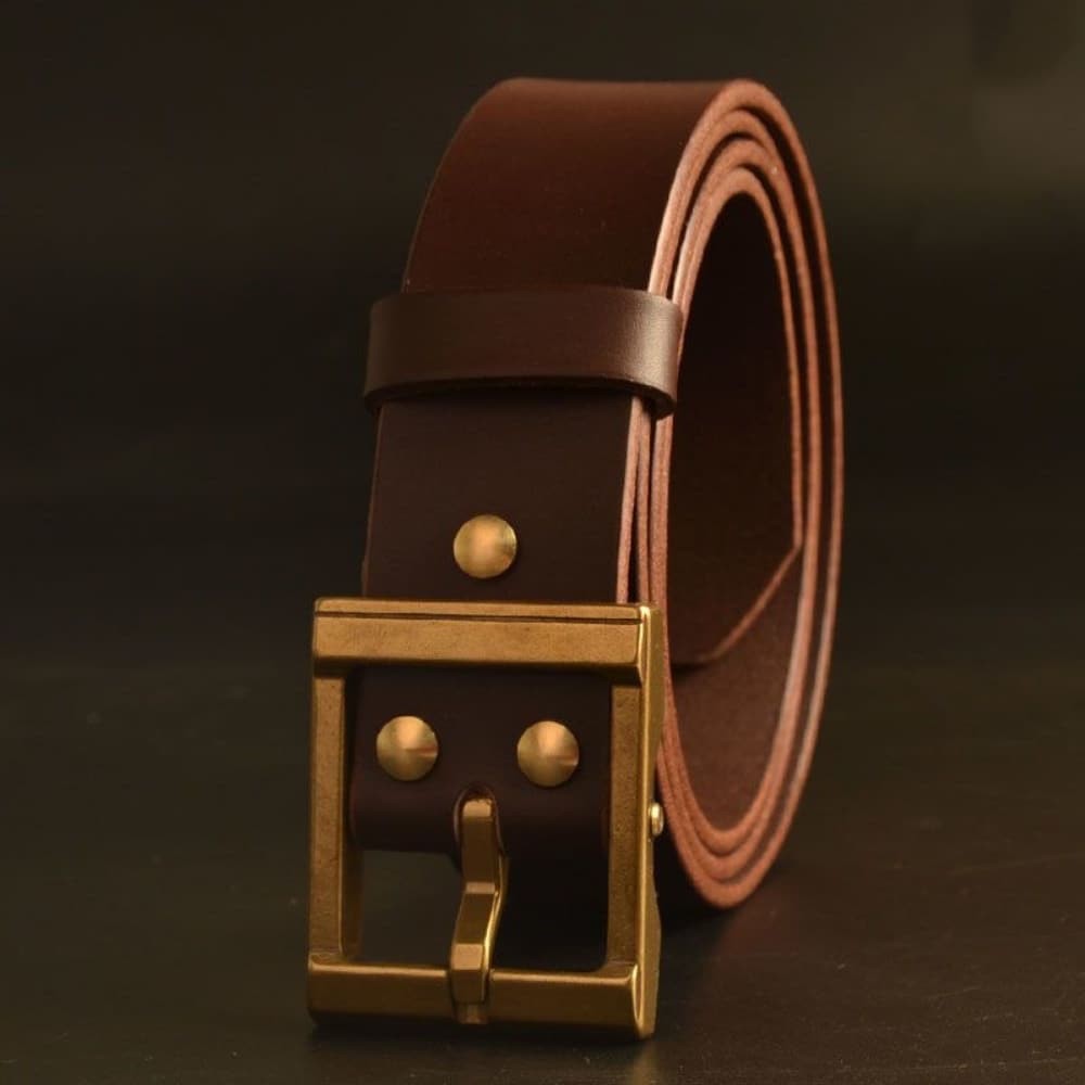 Solid Brass Removable Pin Belt Buckle for Leather Belt Handmade Jeans Men's 38mm