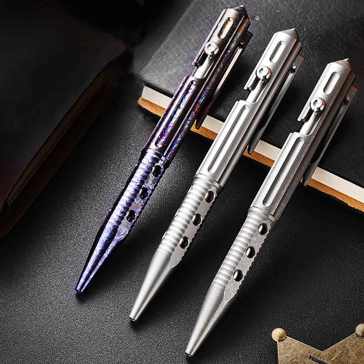 Colorful Baked Titanium Alloy Artistic Hollow Out Bolt Type Pen Outdoor EDC Gift