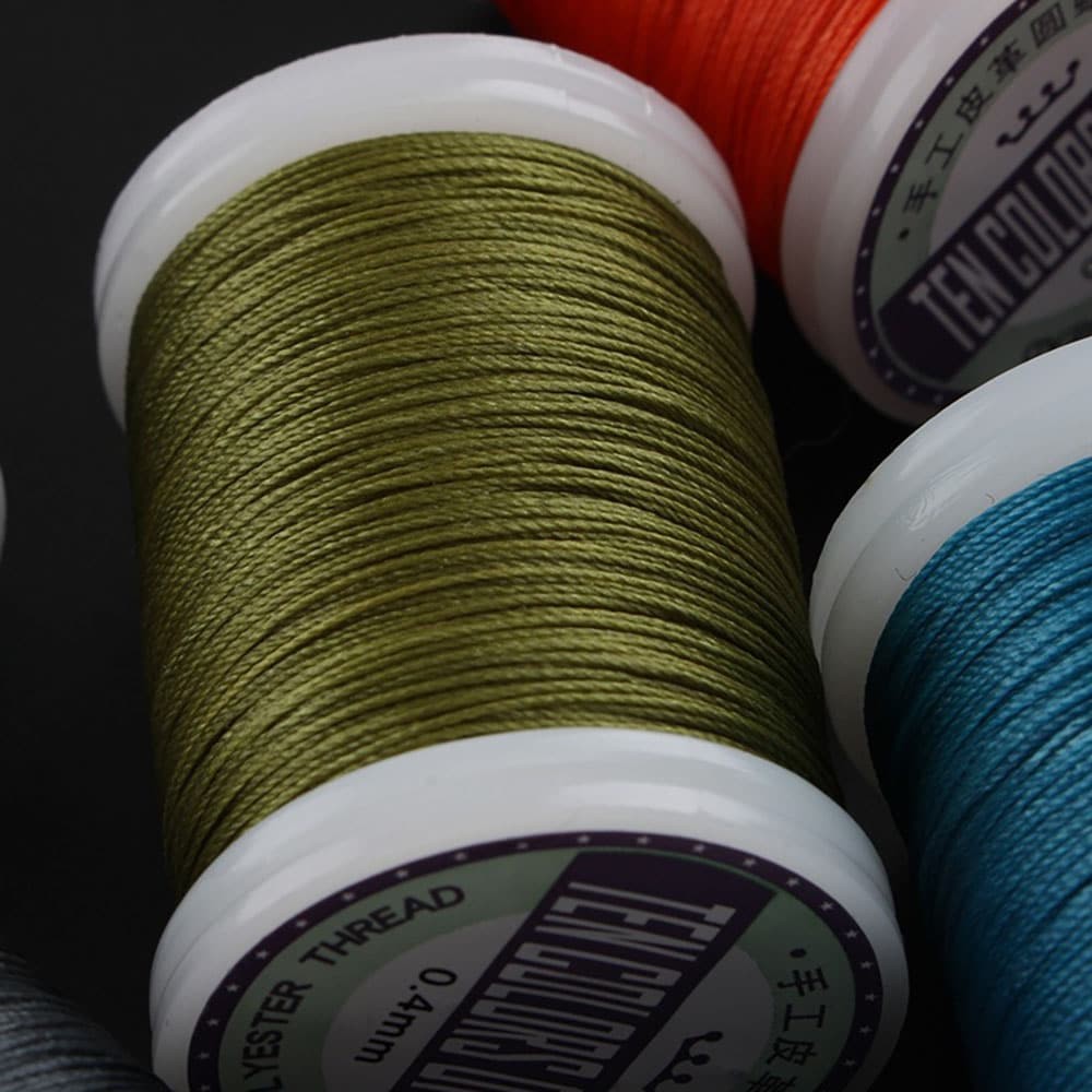 Hand Sewing Polyester Waxed Thread 0.4mm 135m No Fray No Fuzz for Leather DIY