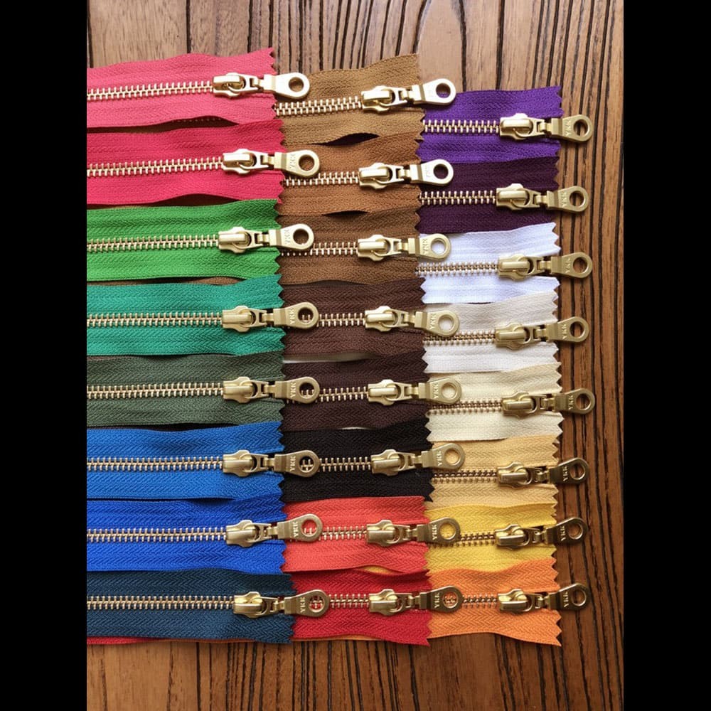 YKK 20cm Size #5 Metal Zipper Brass Pull for DIY Leather Bags Hardware Accessories