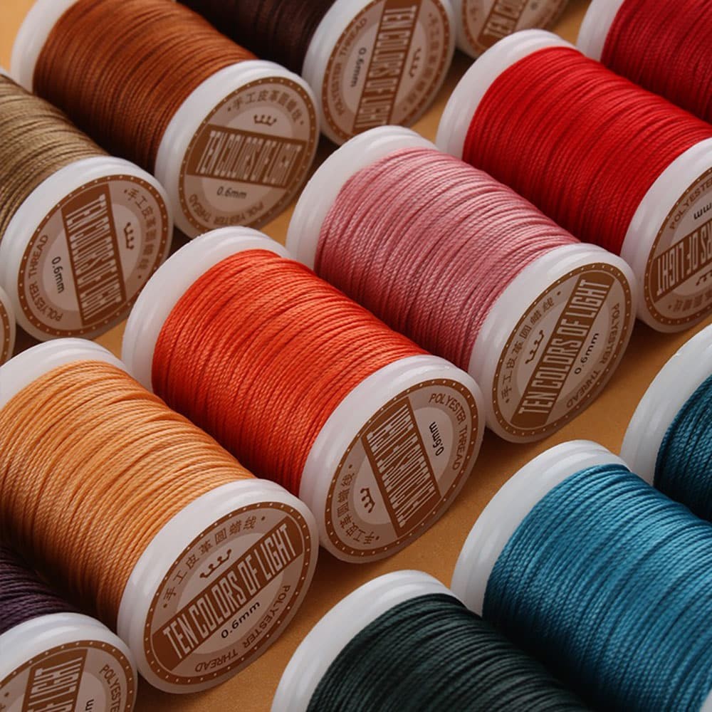 Hand Sewing Polyester Waxed Thread 0.6mm 135m No Fray No Fuzz for Leather DIY