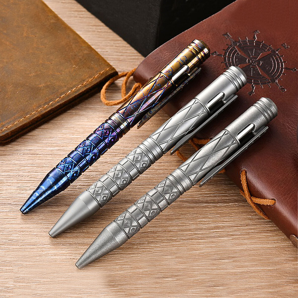 Colorful Baked Titanium Alloy Artistic Engraved Bolt Type Pen Outdoor EDC Gift