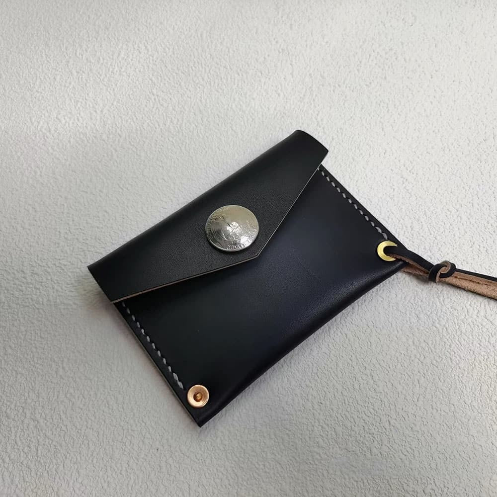 Handmade Japanese Style Unique Design Minimalist Genuine Leather Card Holder