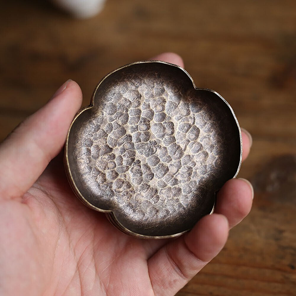 Handmade Hammered Brass Tea Coaster Japanese Style Heat Resistant Copper Tray
