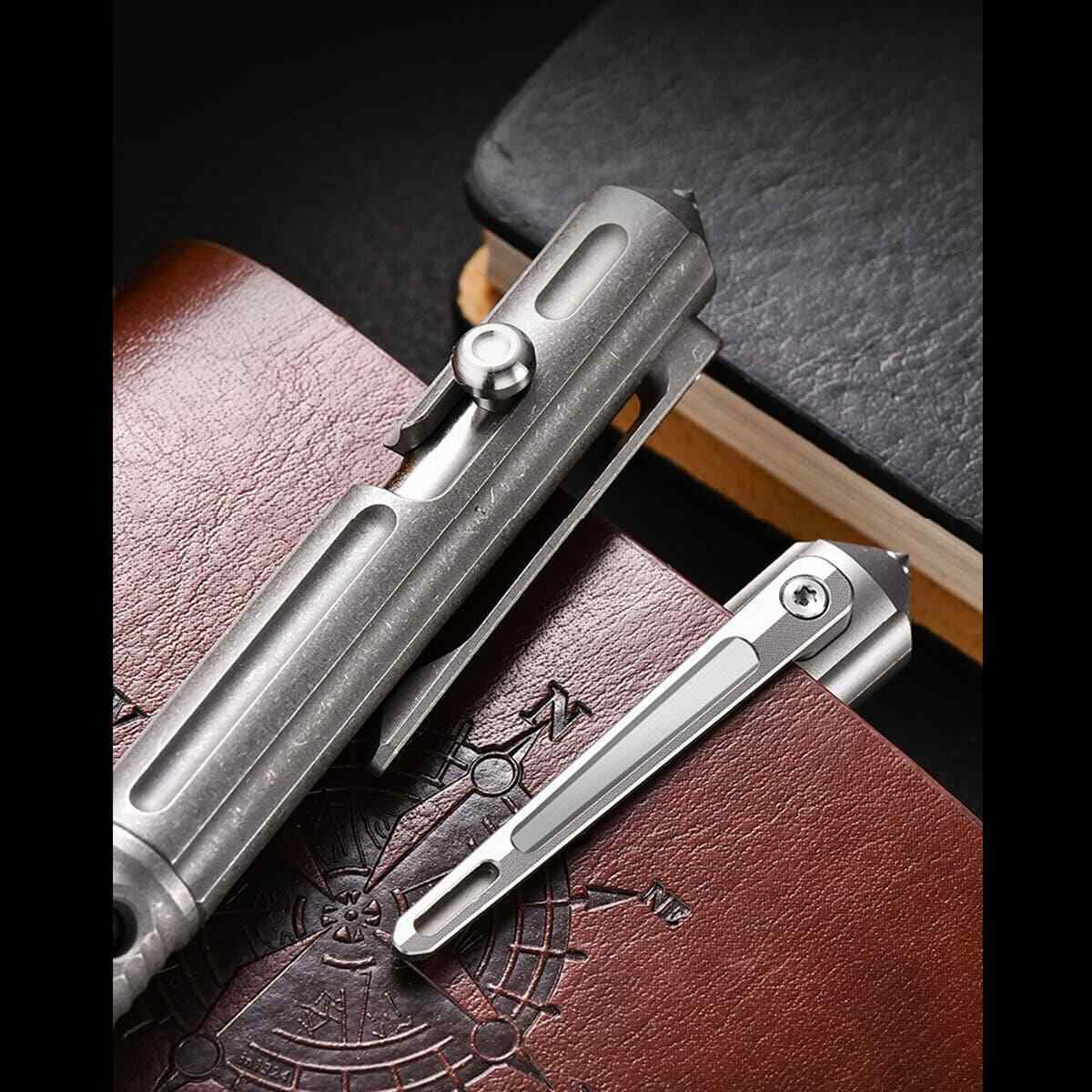 Colorful Baked Titanium Alloy Artistic Hollow Out Bolt Type Pen Outdoor EDC Gift