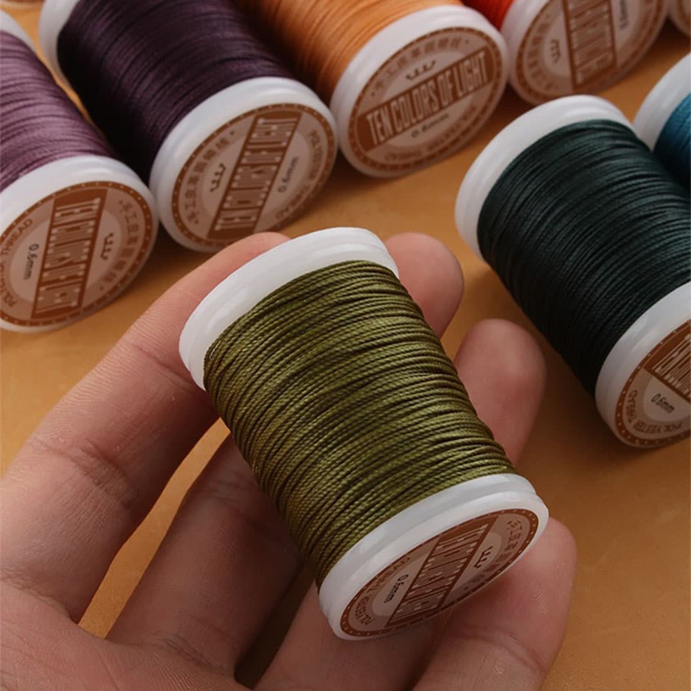 Hand Sewing Polyester Waxed Thread 0.6mm 135m No Fray No Fuzz for Leather DIY