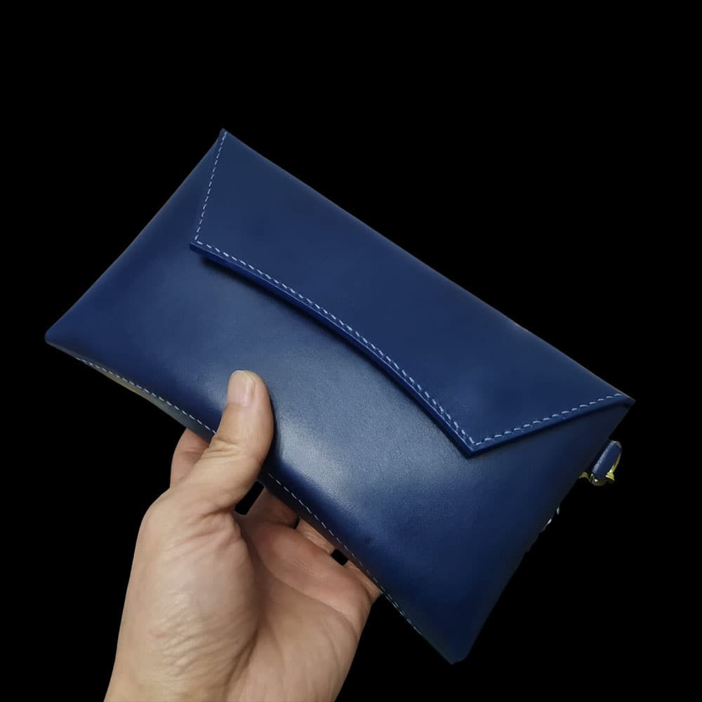 Handmade Leather Clutch Cosmetic Bag Vegetable Tanned Leather Phone Pouch