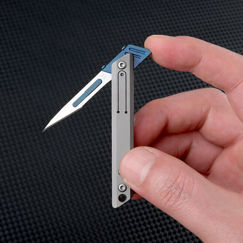 Minicuchillo plegable de titanio, cortador de papel de bolsillo, cuchilla reemplazable, para uso diario al aire libre