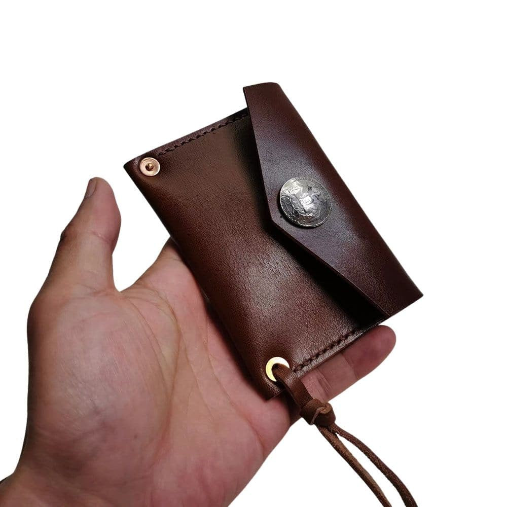 Handmade Japanese Style Unique Design Minimalist Genuine Leather Card Holder