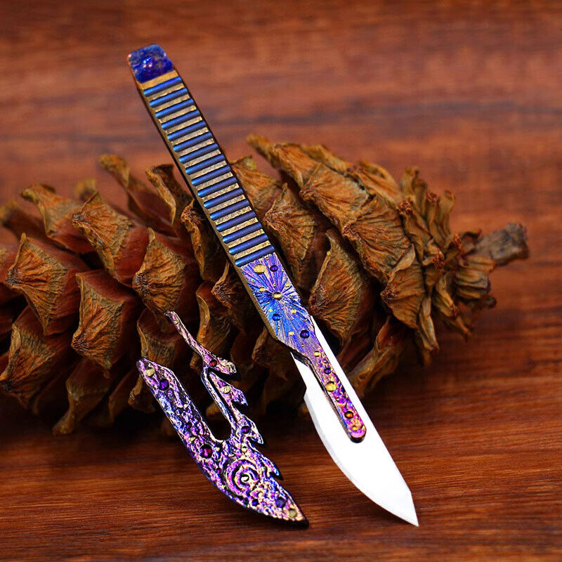 Titanium Pen Knife Paper Pocket Cutter Blade Replaceable Outdoor EDC Gift