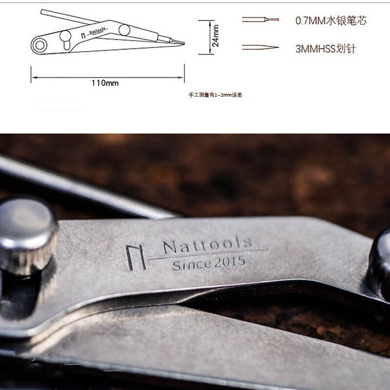 Leather Craft Spacing Marking gauge Hold Pen Line Drawing Rulers Compasses Tools