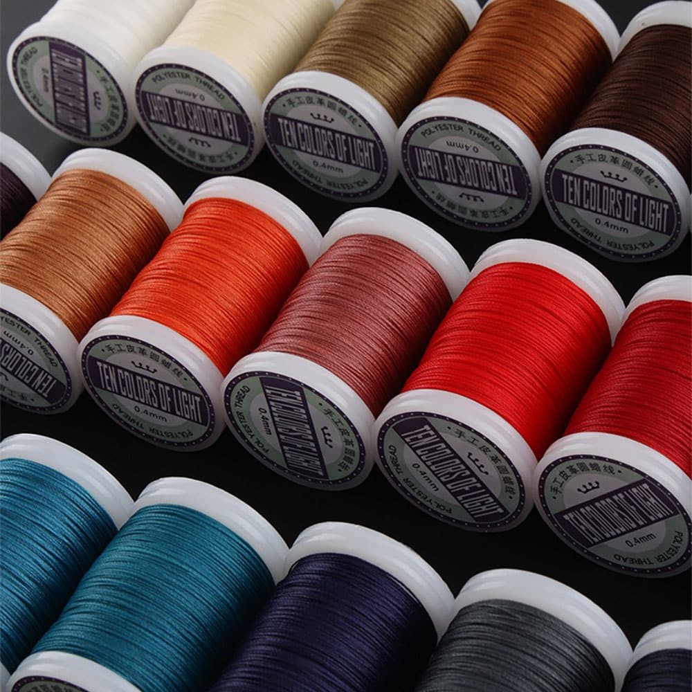 Hand Sewing Polyester Waxed Thread 0.4mm 135m No Fray No Fuzz for Leather DIY