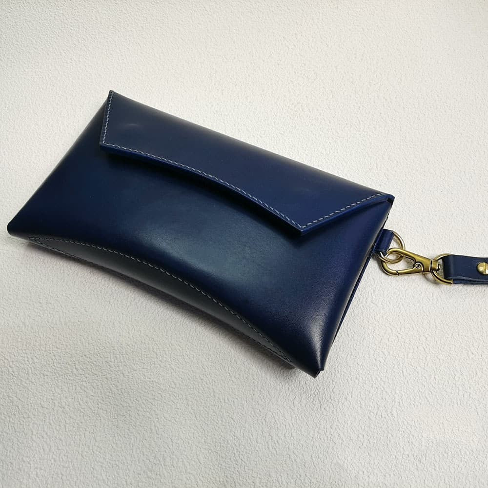Handmade Leather Clutch Cosmetic Bag Vegetable Tanned Leather Phone Pouch
