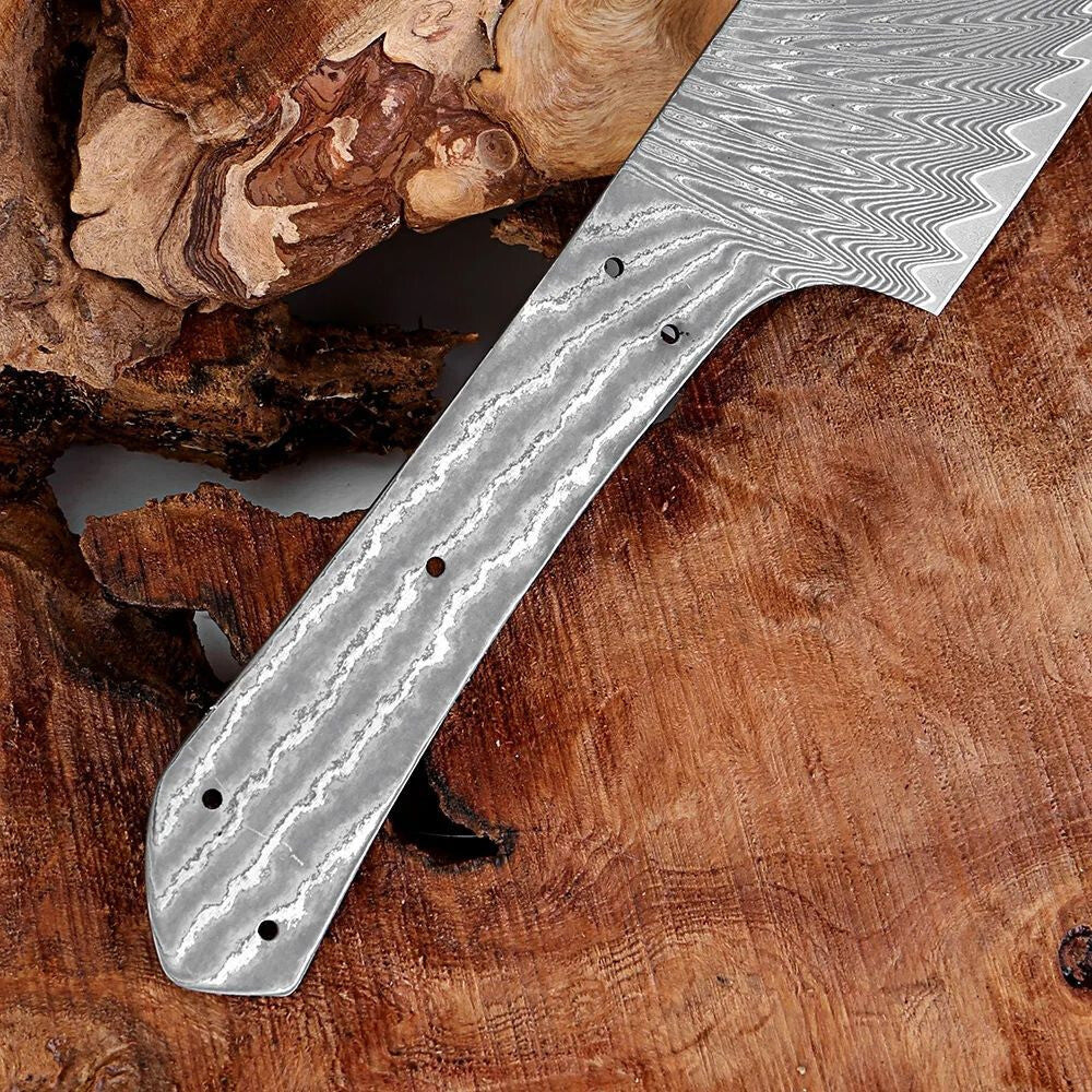 Damascus Steel Chef Knife Blank Blade Material Home Hobby Kitchen Craft DIY Tool