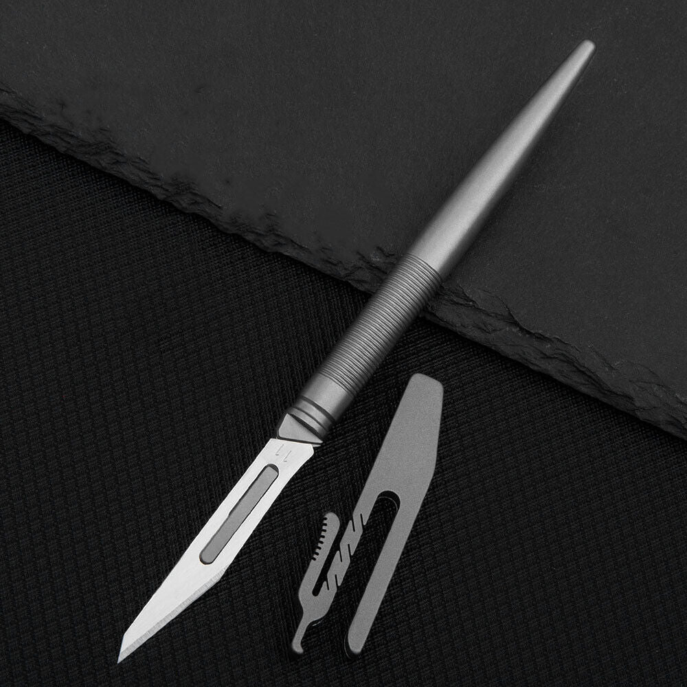 Titanium Pen Knife Paper Pocket Cutter Blade Replaceable Outdoor EDC Gift