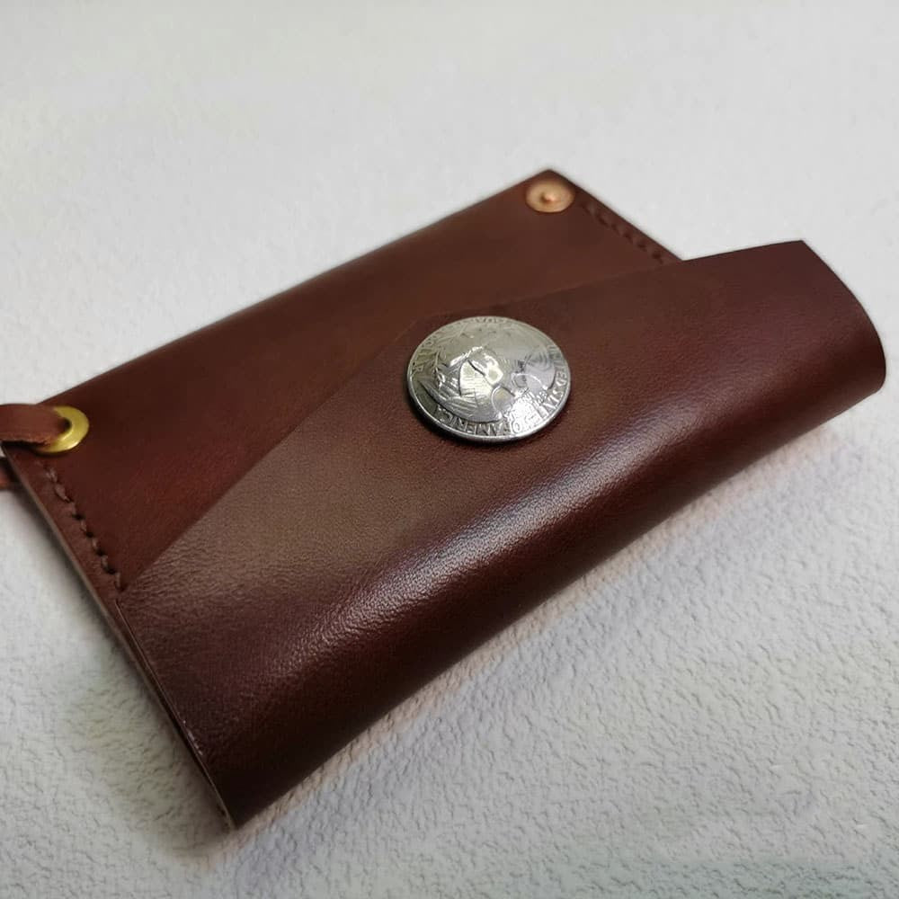 Handmade Japanese Style Unique Design Minimalist Genuine Leather Card Holder