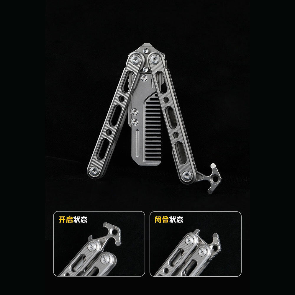 Titanium Practice Balisong Butterfly Trainer Folding Knife bottle opener EDC Outdoor Toy