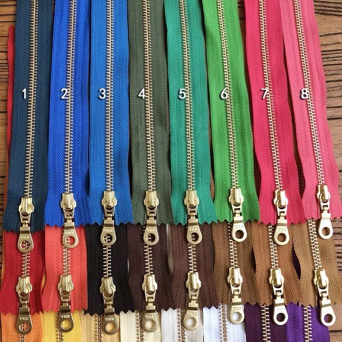 YKK 20cm Size #5 Metal Zipper Brass Pull for DIY Leather Bags Hardware Accessories