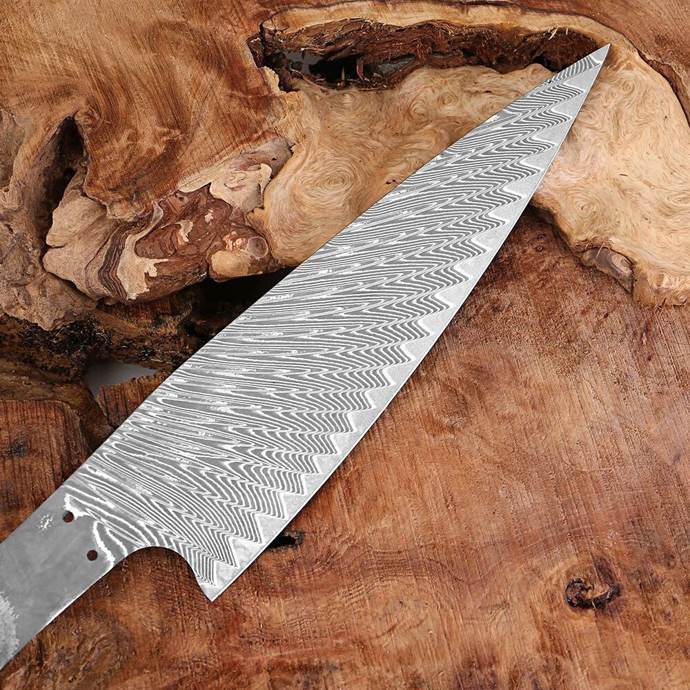 Damascus Steel Chef Knife Blank Blade Material Home Hobby Kitchen Craft DIY Tool