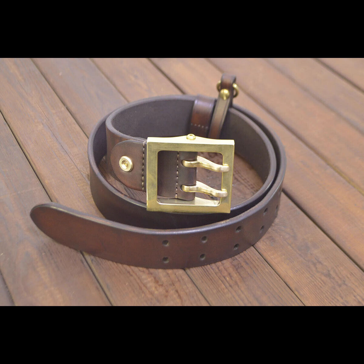 Handmade Custom made Leather Full Grain Cowhide 45mm Durable Belt Double Pin