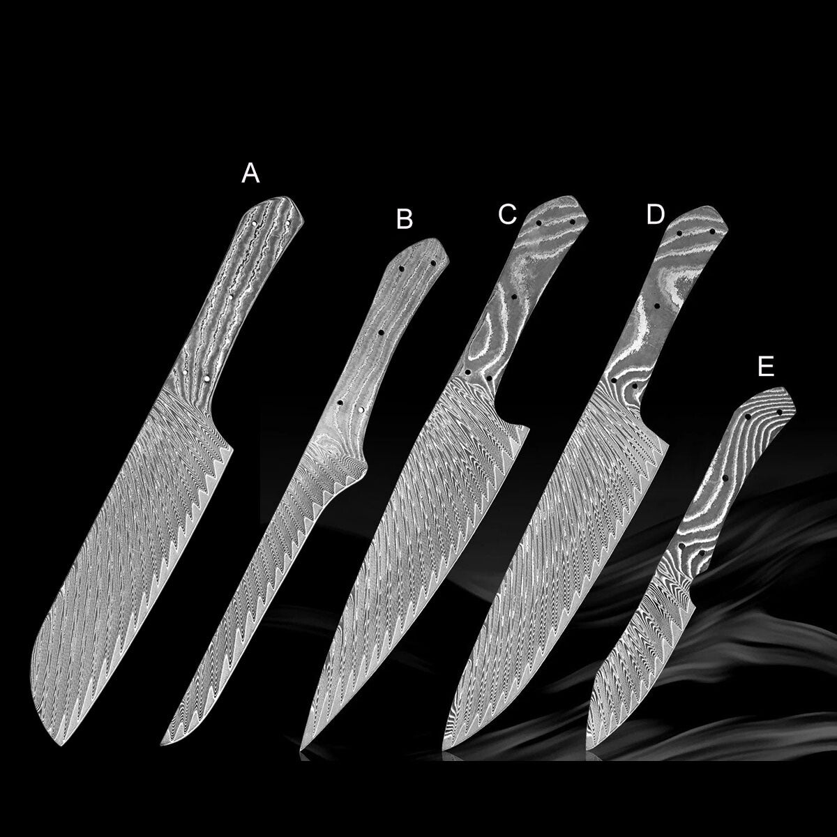 Damascus Steel Chef Knife Blank Blade Material Home Hobby Kitchen Craft DIY Tool