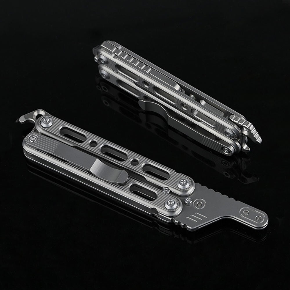Titanium Practice Balisong Butterfly Trainer Folding Knife bottle opener EDC Outdoor Toy
