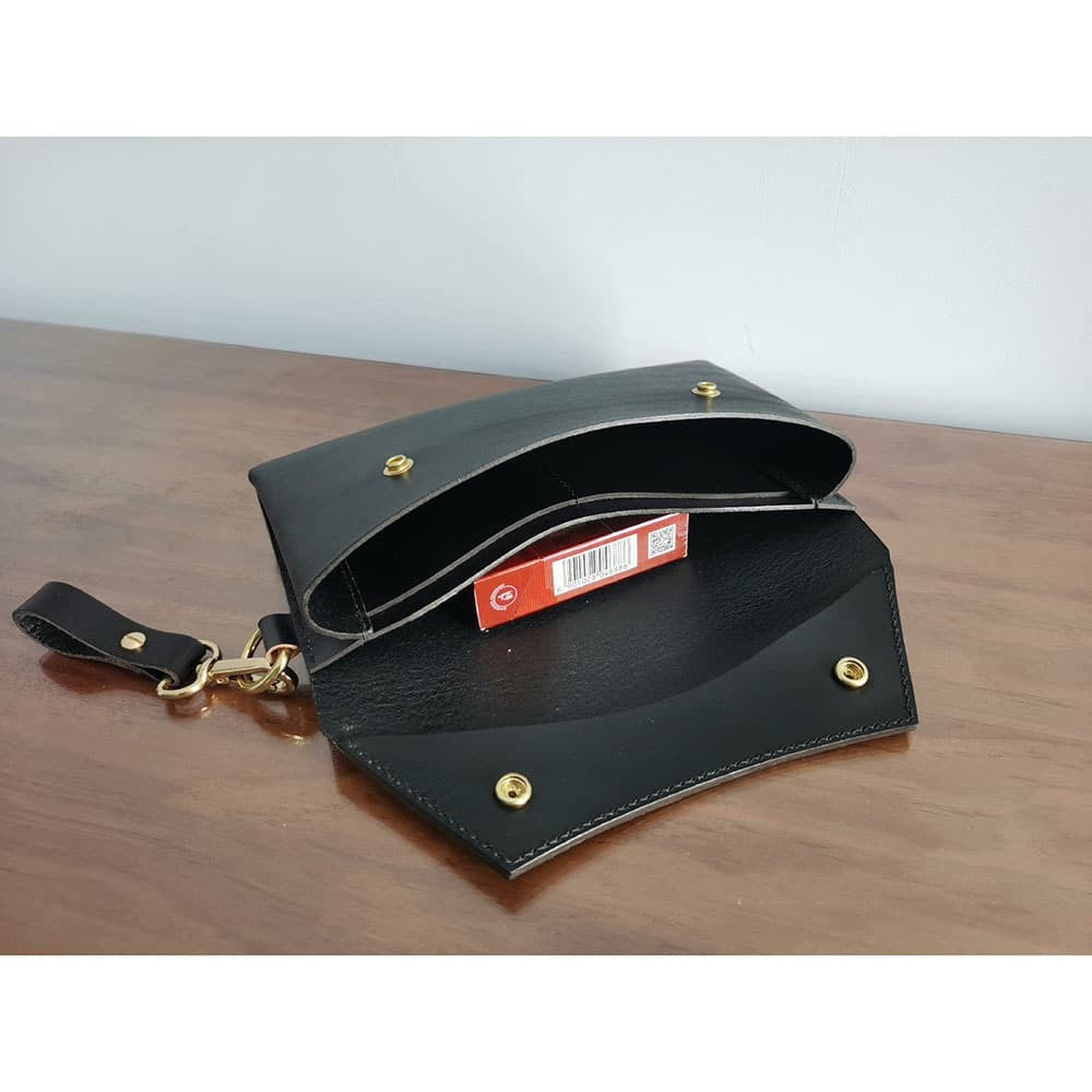 Handmade Leather Clutch Cosmetic Bag Vegetable Tanned Leather Phone Pouch