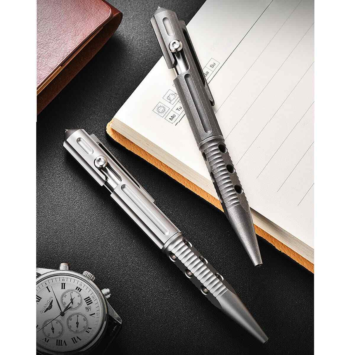 Colorful Baked Titanium Alloy Artistic Hollow Out Bolt Type Pen Outdoor EDC Gift