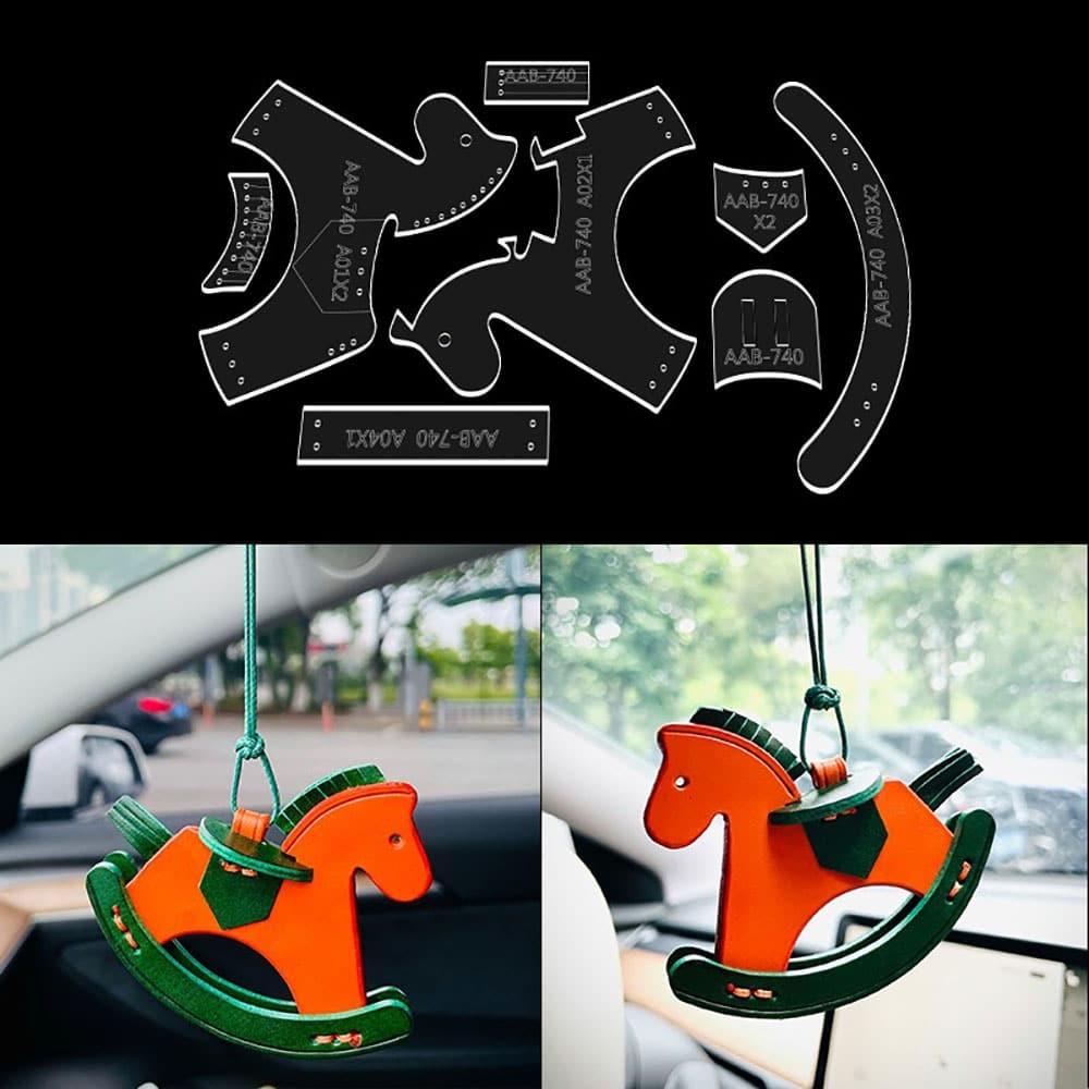 DIY Leather Rocking Horse Pattern Template Small Wooden Pendant Ornament Mold