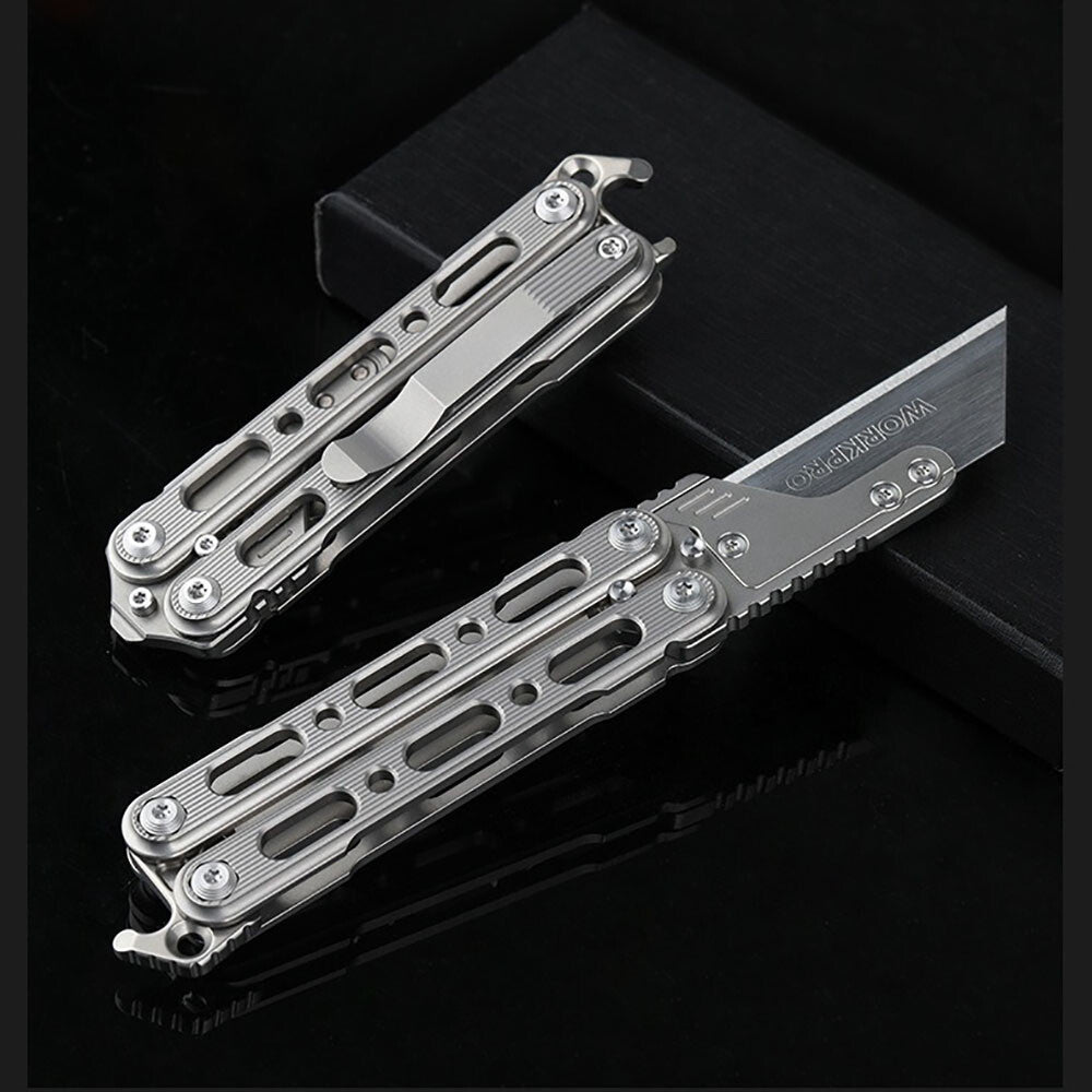 Titanium Practice Balisong Butterfly Trainer Folding Knife bottle opener EDC Outdoor Toy