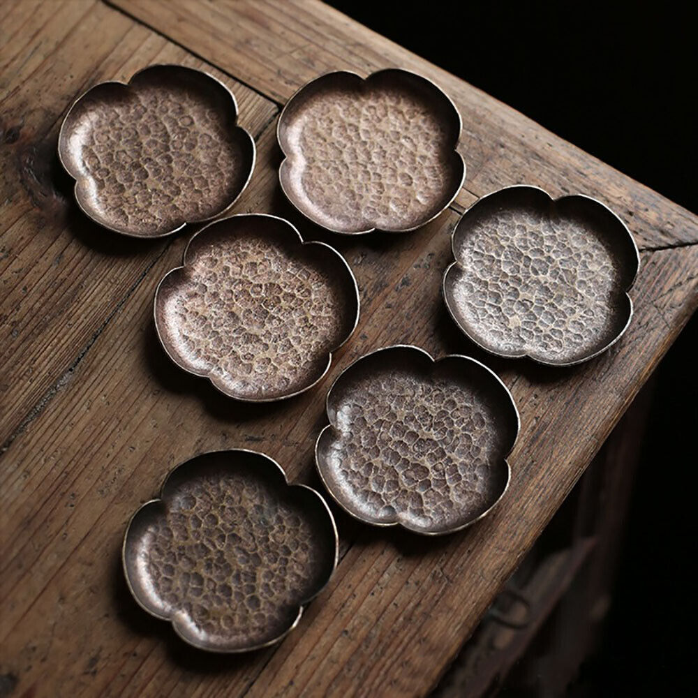 Handmade Hammered Brass Tea Coaster Japanese Style Heat Resistant Copper Tray