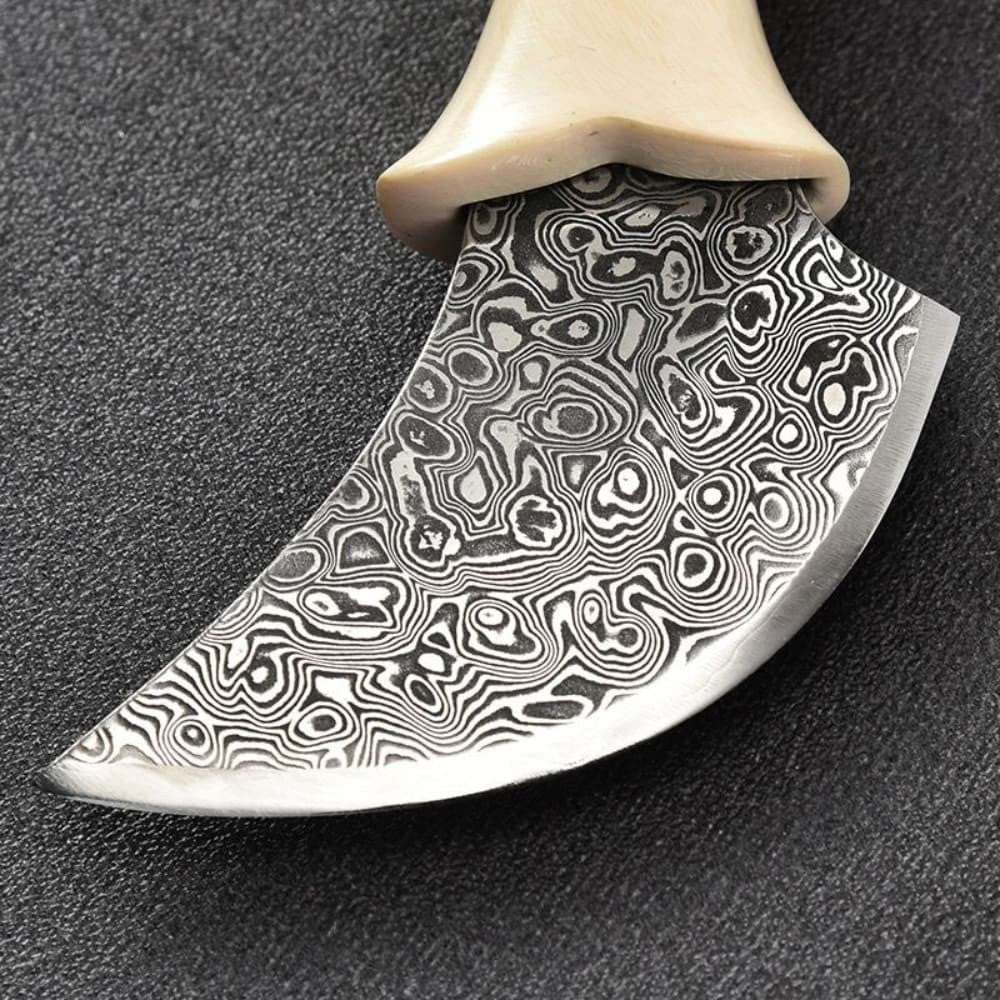 VG10 Damascus Curved Knife Collectible Fruit Tea Agarwood Cutter Gift EDC