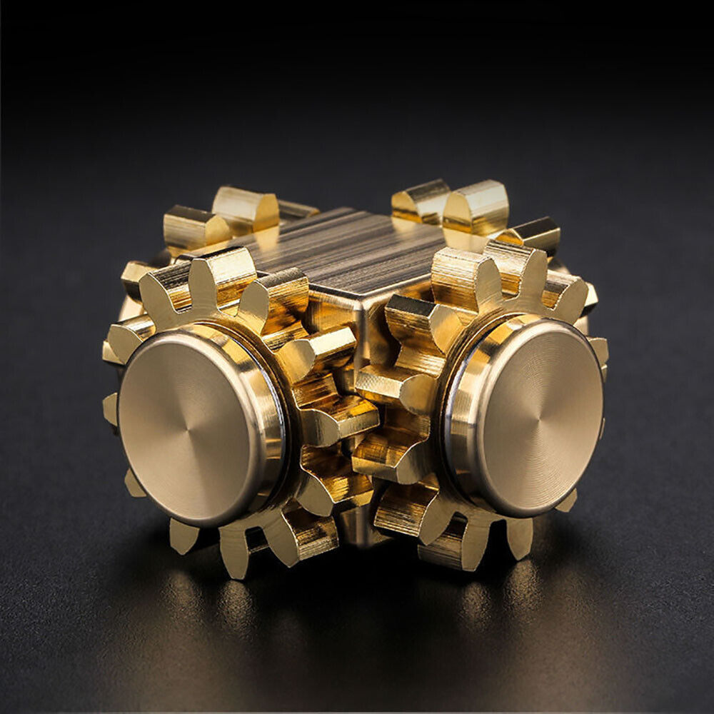 Brass Gear Linkage Hand Spinner Finger Toy EDC Gearwheel Bearing Gyroscope Gift