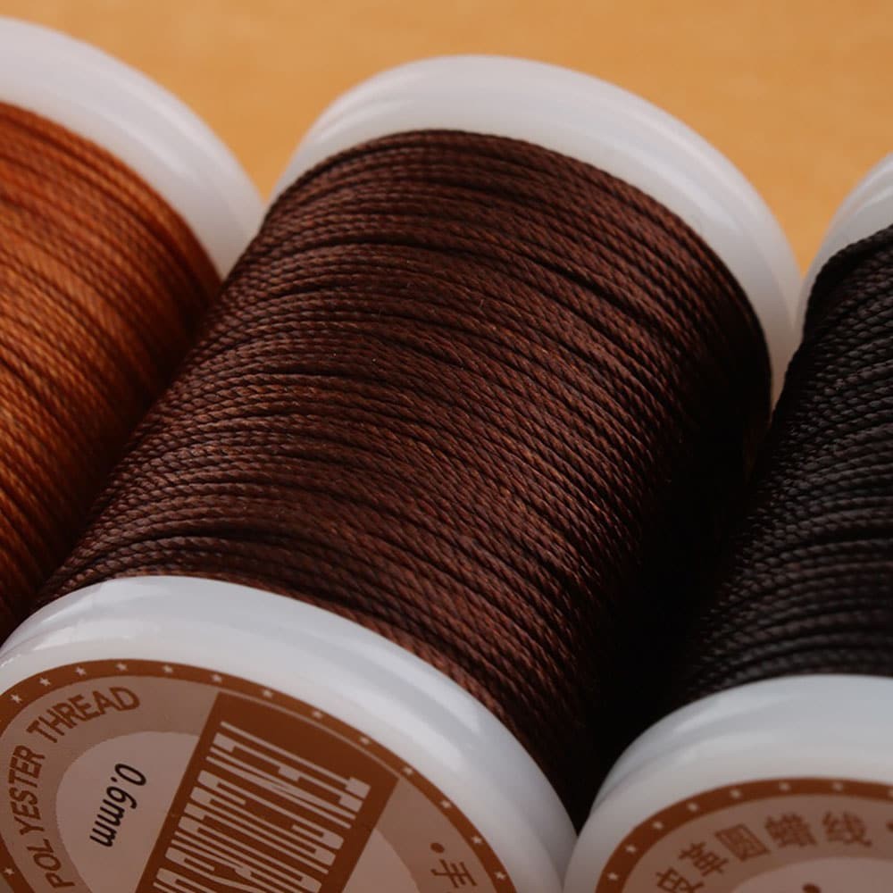 Hand Sewing Polyester Waxed Thread 0.6mm 135m No Fray No Fuzz for Leather DIY
