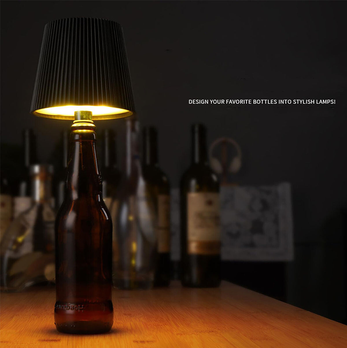 RGB Rechargeable Bottle Lamp – Stepless Dimming Color-Changing LED Table Light for Wine Bottles, Cordless Ambient Night Light for Bar, Restaurant, Home Decor, Desktop Mood Lighting