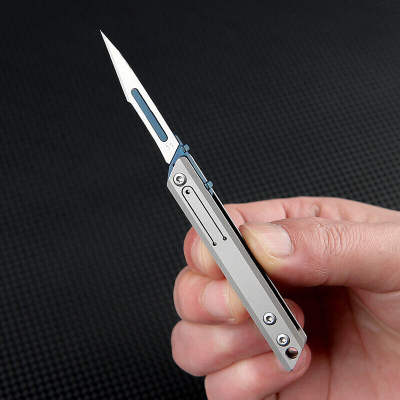 Minicuchillo plegable de titanio, cortador de papel de bolsillo, cuchilla reemplazable, para uso diario al aire libre