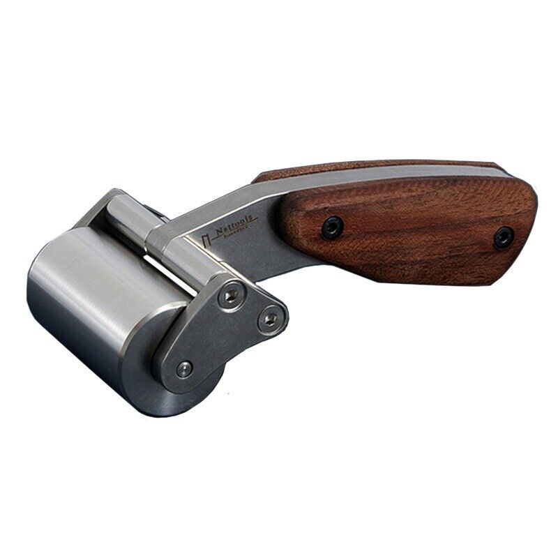 Leather Craft Press Crease Edges Tool Roller Glue Rolling Walnut Wood Handle DIY