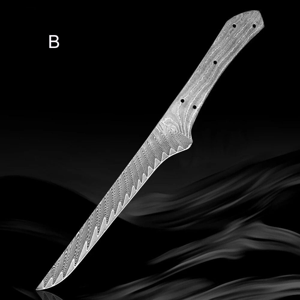 Damascus Steel Chef Knife Blank Blade Material Home Hobby Kitchen Craft DIY Tool