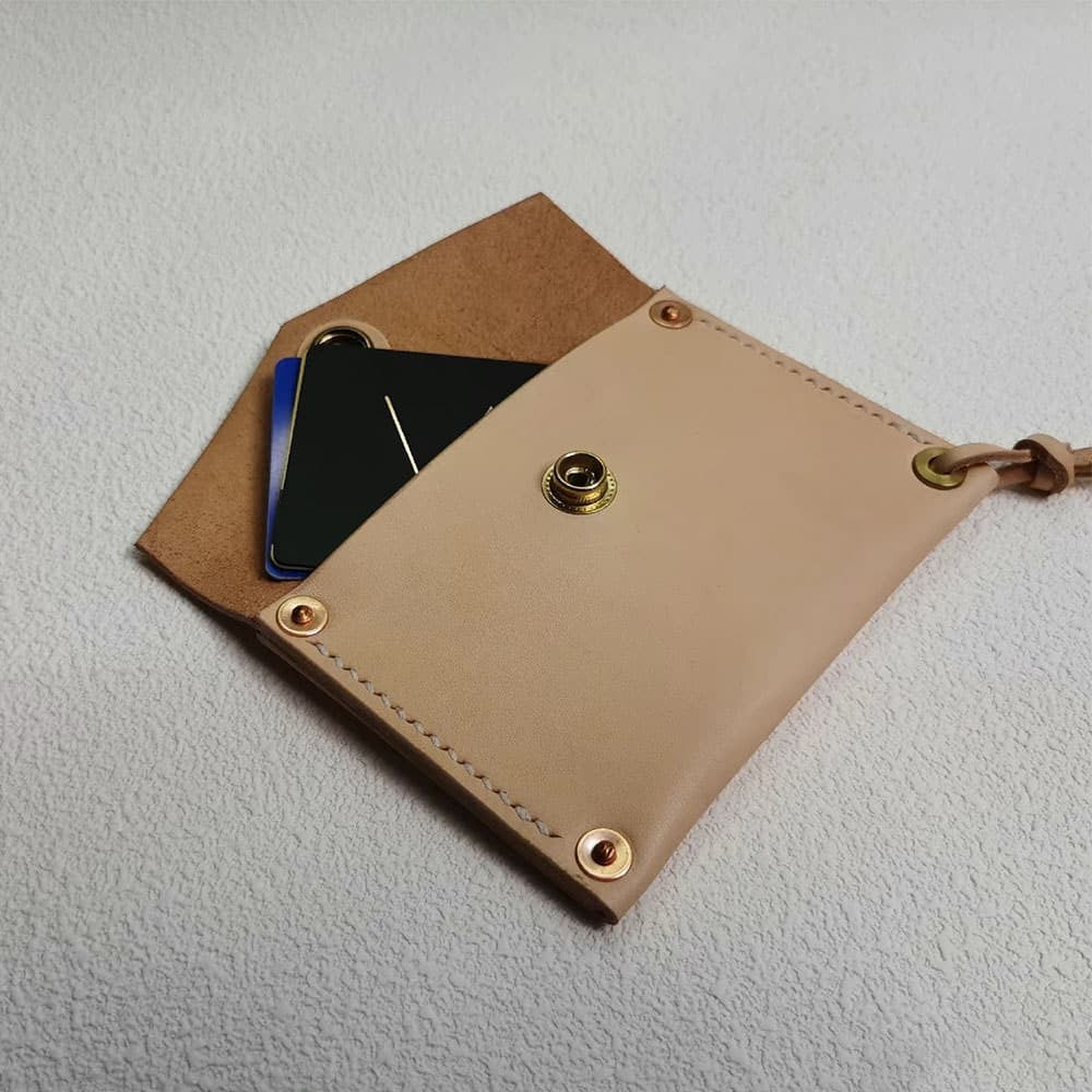 Handmade Japanese Style Unique Design Minimalist Genuine Leather Card Holder