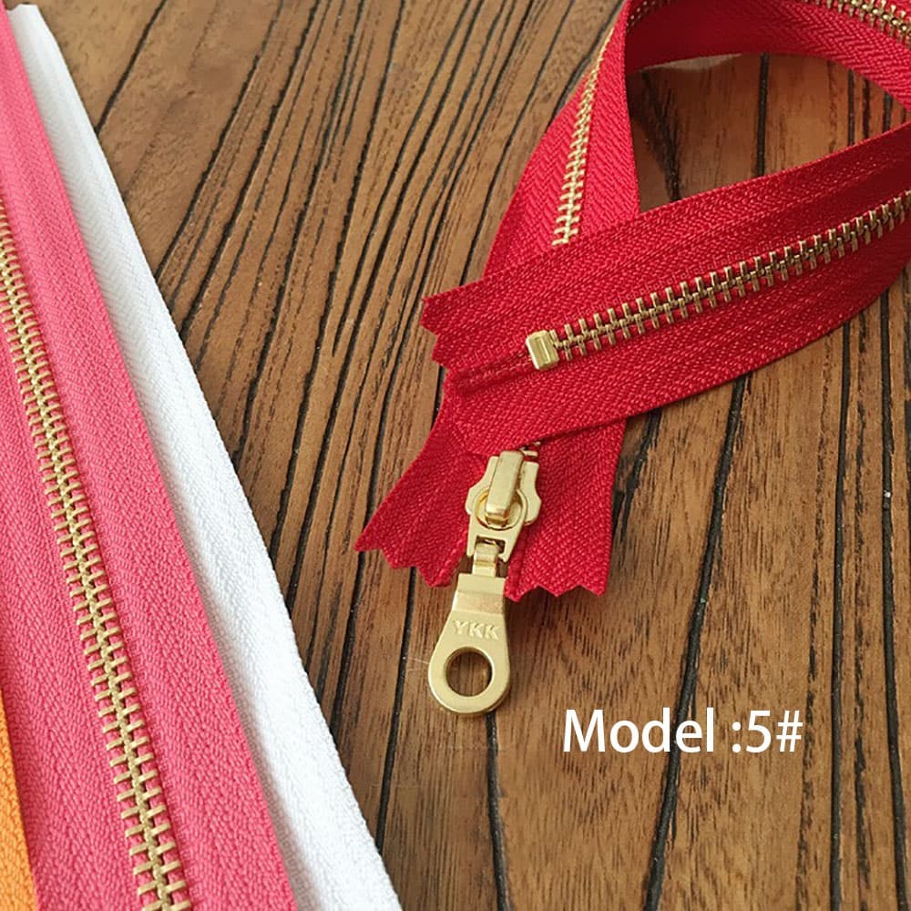 YKK 20cm Size #5 Metal Zipper Brass Pull for DIY Leather Bags Hardware Accessories