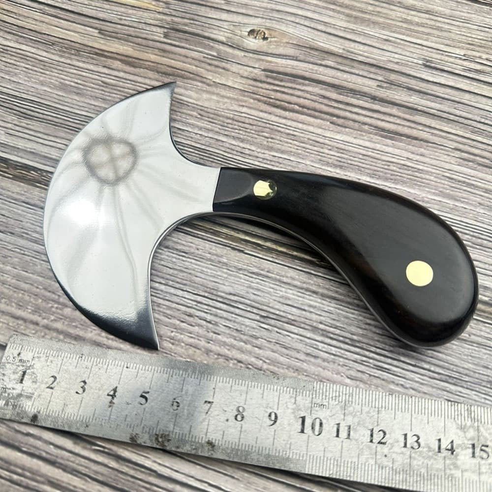 D2 Steel Leather Skiving Knife Half Round Wooden Handle Craft Cutting Tools