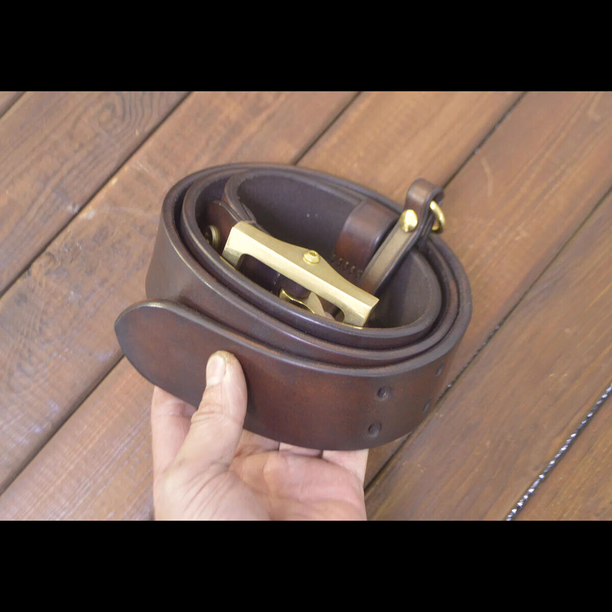 Handmade Custom made Leather Full Grain Cowhide 45mm Durable Belt Double Pin